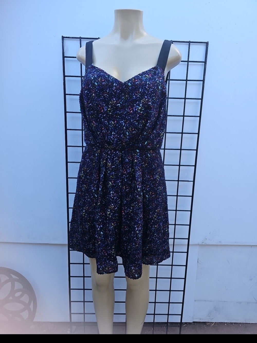 BCBGeneration Navy Multicolor Speckled Mini Dress